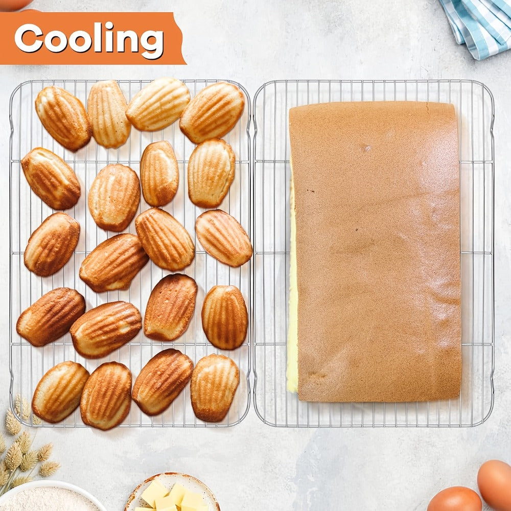 Cooling Rack 2pcs, Heavy Duty Carbon Steel Baking Rack for Cookies, Cakes and Roasting, Oven Safe Wire Rack for Grilling Turkey