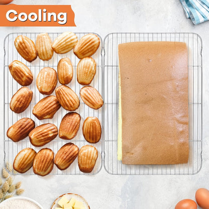 Cooling Rack 2pcs, Heavy Duty Carbon Steel Baking Rack for Cookies, Cakes and Roasting, Oven Safe Wire Rack for Grilling Turkey