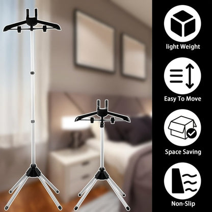 Telescopic Garment Drying Stand with Three Rotating Hanger Arms, Adjustable Height and Gray or Black Finish