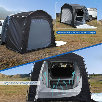 Camping Tent SUV Tailgate Format with Source-Listed 5-Person Capacity, Porch Awning and Four Colors