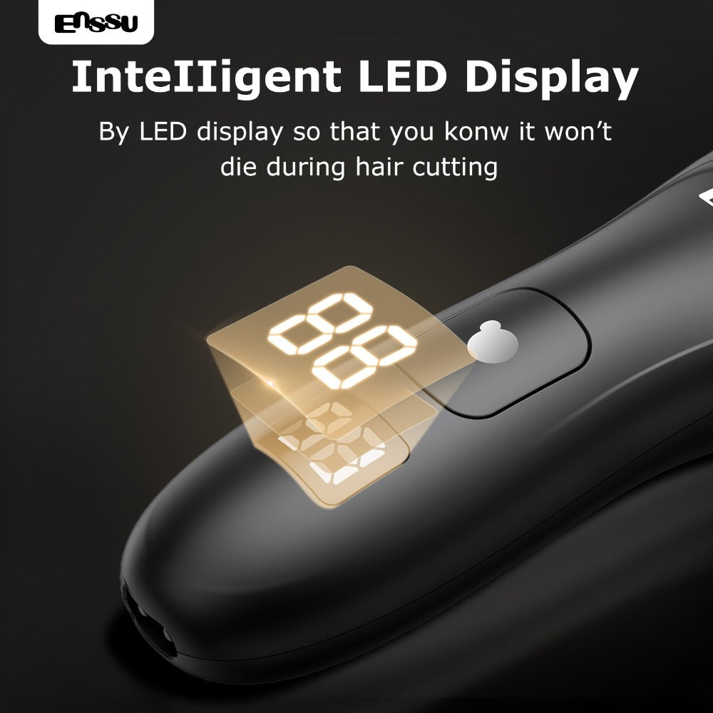 Ceramic-Blade Body Hair Trimmer with IPX7 Rating, LCD Display, Charging Stand and Black Housing