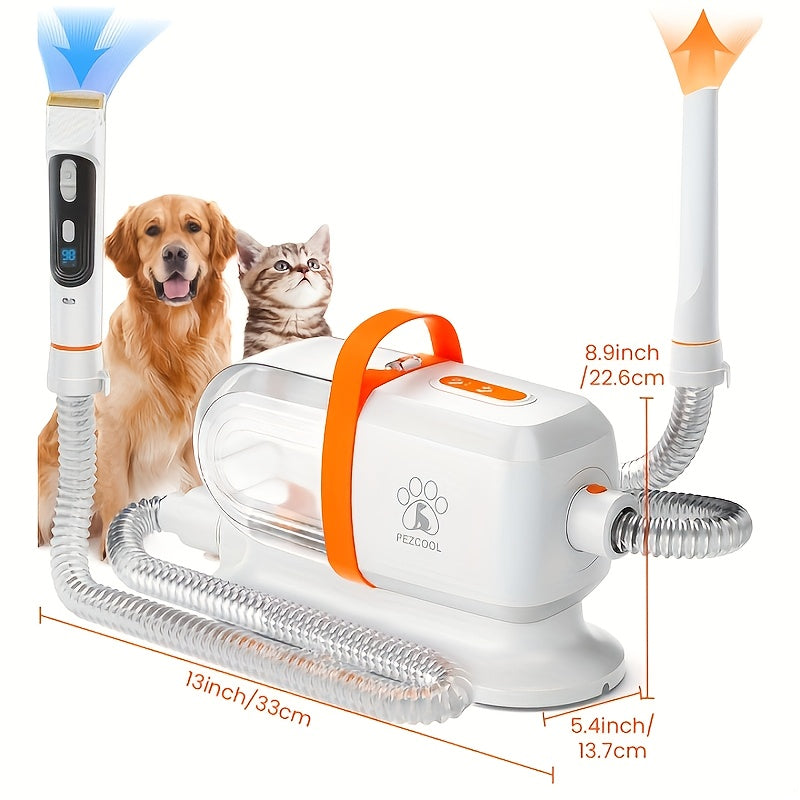 Dog Grooming Vacuum 8-in-1 & 9-in-1 with Dryer Function – 2.2L Large Cup, Low Noise Pet Grooming Vacuum for Shedding, 6 Grooming Tools