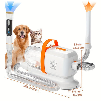 Dog Grooming Vacuum 8-in-1 & 9-in-1 with Dryer Function – 2.2L Large Cup, Low Noise Pet Grooming Vacuum for Shedding, 6 Grooming Tools
