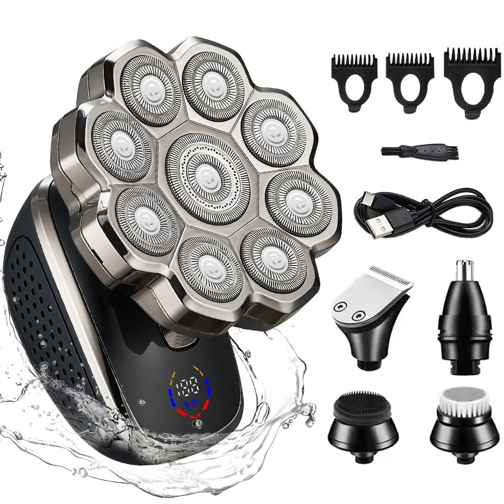 Electric Shaver 7D or 9D Rotary Head with Titanium Blades, LED Display, USB-C Charging and Set Options