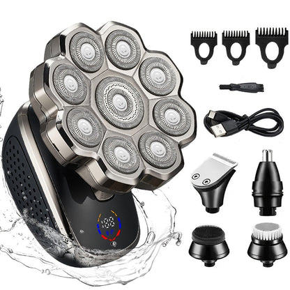 Electric Shaver 7D or 9D Rotary Head with Titanium Blades, LED Display, USB-C Charging and Set Options