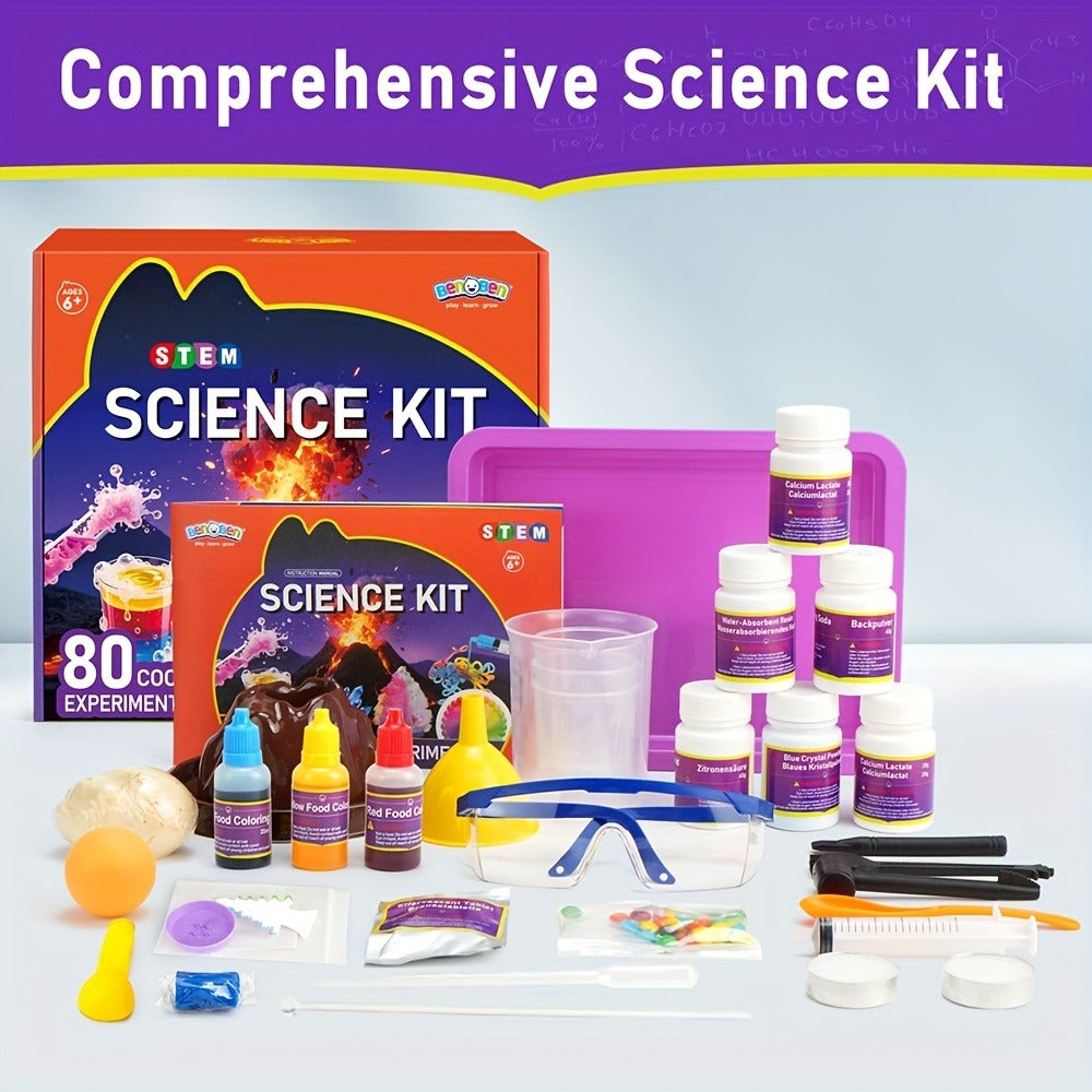 STEM Science Kit for Kids Ages 6-12, 60 80 105 Lab Experiments, Chemistry Set with Crystal Growing & Chemical Reactions