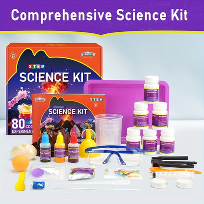 STEM Science Kit for Kids Ages 6-12, 60 80 105 Lab Experiments, Chemistry Set with Crystal Growing & Chemical Reactions