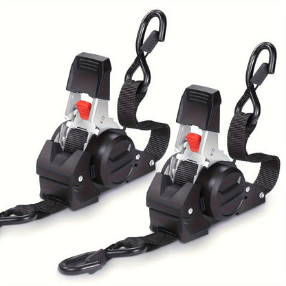Ratchet Tie-Down Straps with Auto-Retract & Speed Control – Heavy-Duty Cargo Securing Kit with Hooks & Storage Bag | Motorcycle Transport