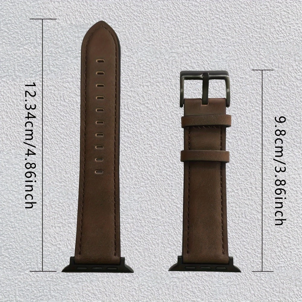Coffee Brown Synthetic Leather Watch Band with Buckle for Apple Watch 38/40/41mm and S10 42mm