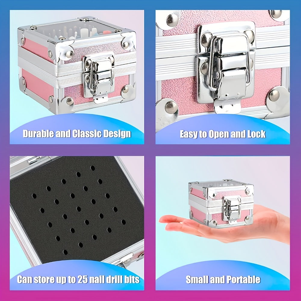 Nail Drill Bit Set Tungsten Steel & Ceramic Grinding Heads with Storage Box for Gel Removal Nail Enhancement
