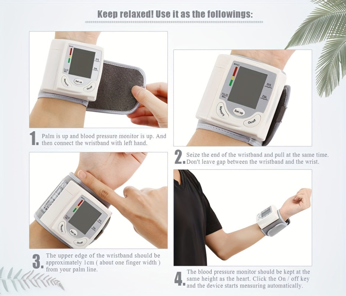 Wrist Blood Pressure Monitor Rechargeable - Digital BP Monitor with Large LCD, Voice Broadcast, 2×99 Memory & USB Charging