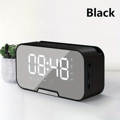 Portable Bluetooth Speaker with LED Mirror Display, Wireless Mic, FM, TF and Alarm in Three Colors