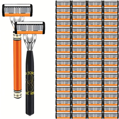 Double Edge Safety Razor Set for Men with 2 Handles & Stainless Steel Replacement Blades – Barber-Quality Close Shave Manual Shaving Kit