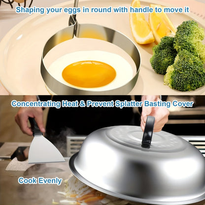 Griddle Accessories Kit 34 Piece Stainless Steel – Flat Top Grill Set with Enlarged Spatulas, Basting Cover