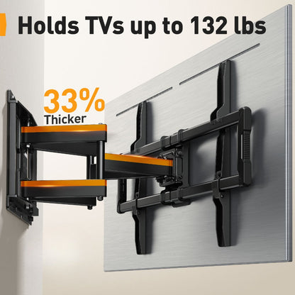Full Motion TV Wall Mount 40-86 Inch – Holds 132 lbs, Pre-Assembled, Tool-Free Tilt Swivel Extend, VESA 600x400mm