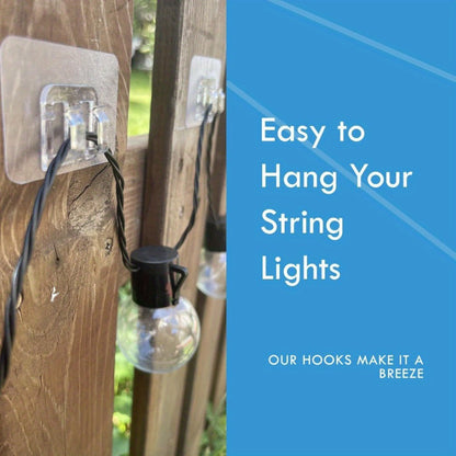 Adhesive Hooks for Outdoor String Lights - No-Damage Clips for Christmas Patio Garden Balcony Decor (40/80/160/250/400pcs)