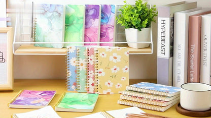A6 Spiral Notebooks 8 Pack – Floral Design College Ruled Journals with Tear-Off Pages | Portable Memo Pads for Students & Office | Gift Set