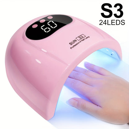 SUN S3 UV LED Nail Lamp with 24 Light Beads, 5V Input, Digital Display and Three Color Options