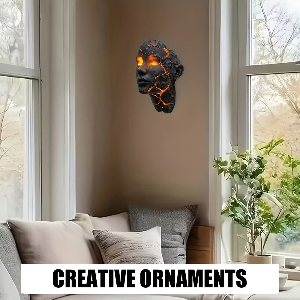 3D Wall Lamp Shattered LED Night Light Broken Face Moving Effect, Gothic Plug-In Wall Decor Light for Bedroom