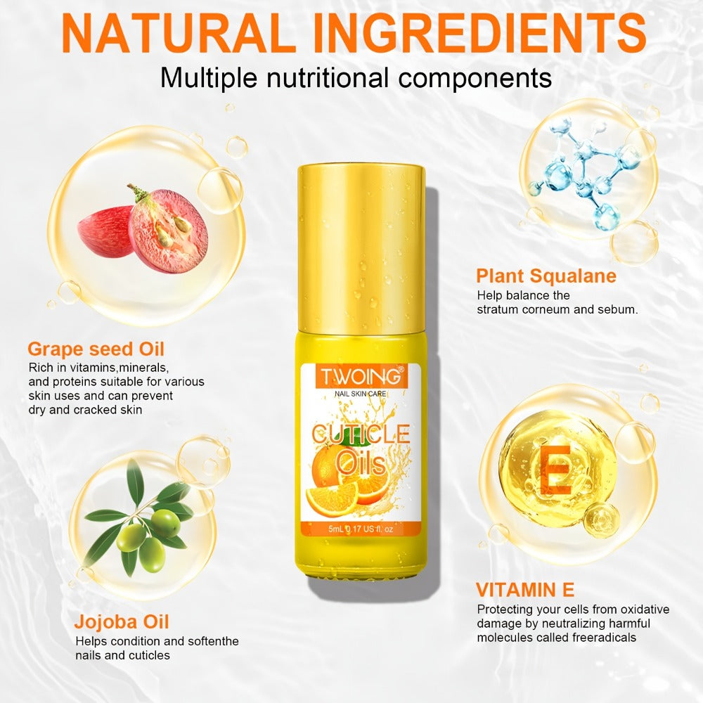 Cuticle Oil Set 6 Scents with Jojoba Oil Grape Seed Oil & Vitamin E – Paraben-Free Plant-Based Daily Nail Treatment for Dry Damaged Broken