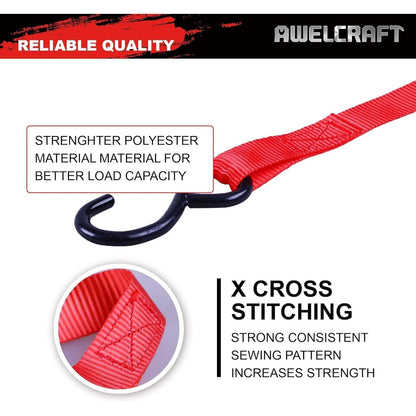 Ratchet Tie Down Straps 4-Pack 15FT 1, 500 lb Break Strength Heavy Duty with Soft Loops & Storage Bag – High-Visibility Webbing