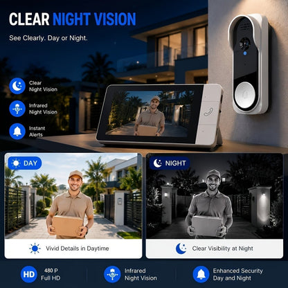 Wireless Security Camera System with Video Doorbell, Indoor Outdoor Surveillance, Long Battery Life