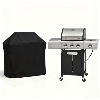 Propane Gas Grill Stainless Steel 3 & 4 Burner Outdoor BBQ Grill with Side Burner, Grill Cover & 344 Sq In Cooking Surface