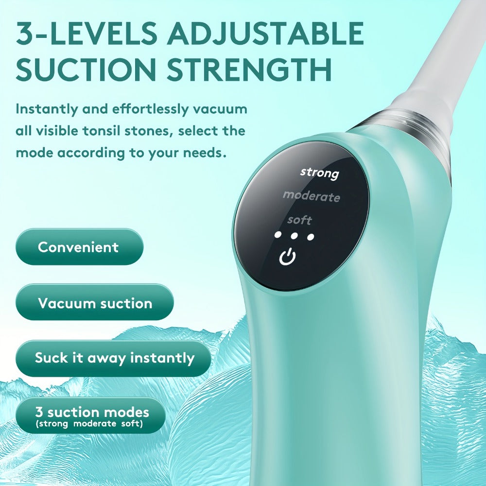 Tonsil Stone Remover Electric Vacuum Kit with LED Light – 3 Suction Modes 5X Magnifying Mirror Oral Irrigator Safe Gentle Tonsillolith