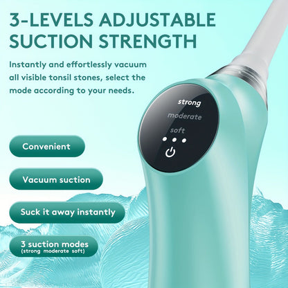 Tonsil Stone Remover Electric Vacuum Kit with LED Light – 3 Suction Modes 5X Magnifying Mirror Oral Irrigator Safe Gentle Tonsillolith