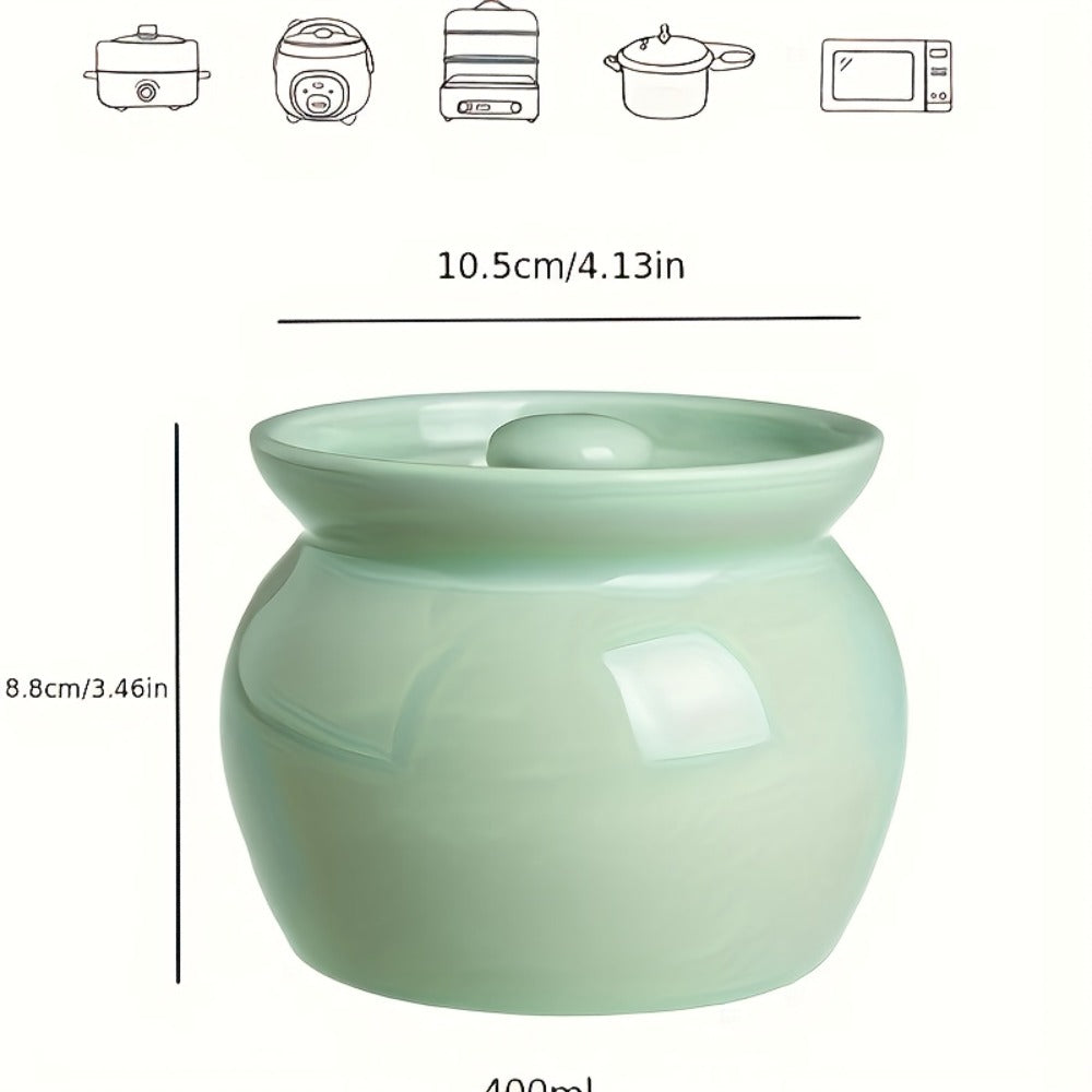 Ceramic Steam Stewing Pot - Water-Separated Clay Pot for Soups, Stews & Slow Cooking, Household Steaming Pot with Lid for One Person