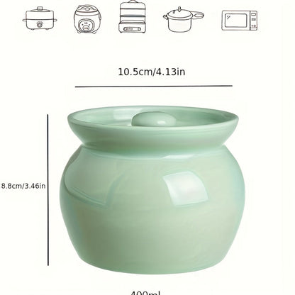Ceramic Steam Stewing Pot - Water-Separated Clay Pot for Soups, Stews & Slow Cooking, Household Steaming Pot with Lid for One Person