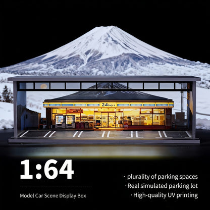 LED Light-Up 1:64 Scale Garage Diorama Display Case, 6-Car, Clear Acrylic Dust-Proof, Expandable Showcase for Diecast Collectors