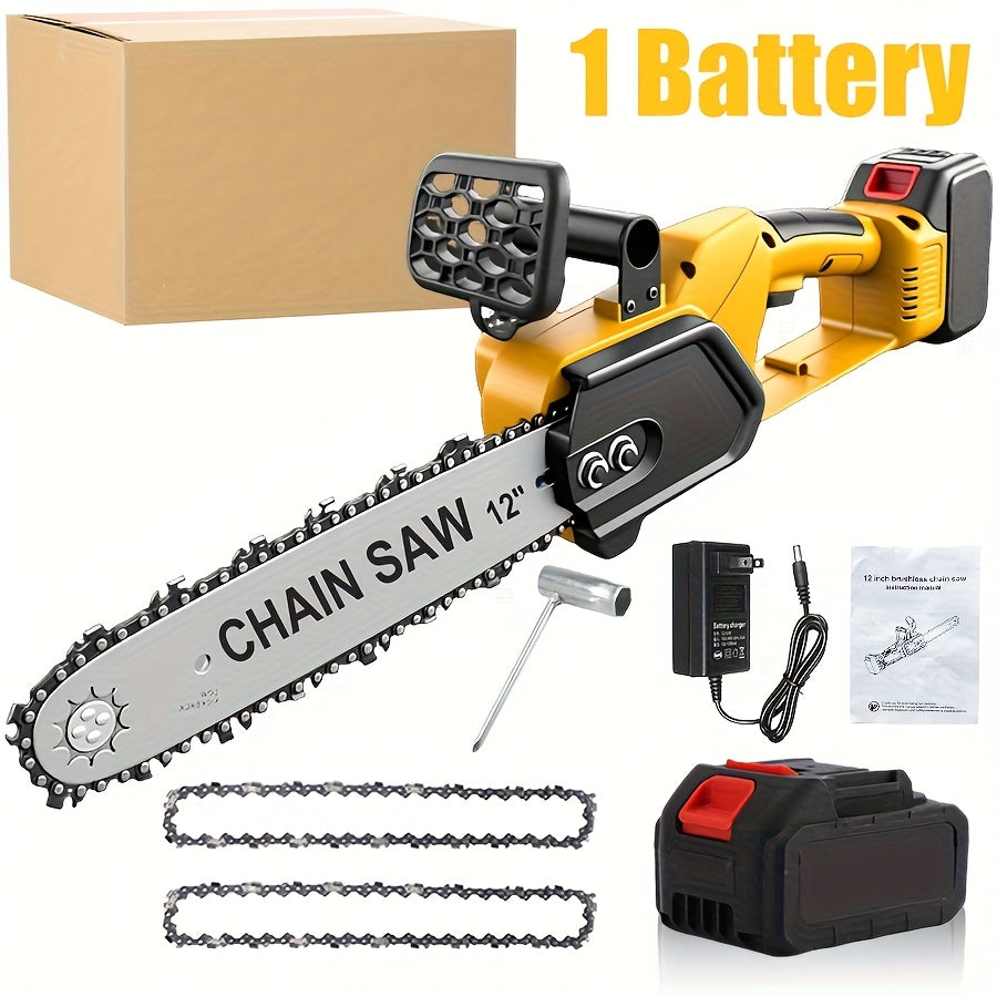 Cordless Chainsaw Brushless Battery for Garden, Patio and Yard Use, with the Listed Configuration