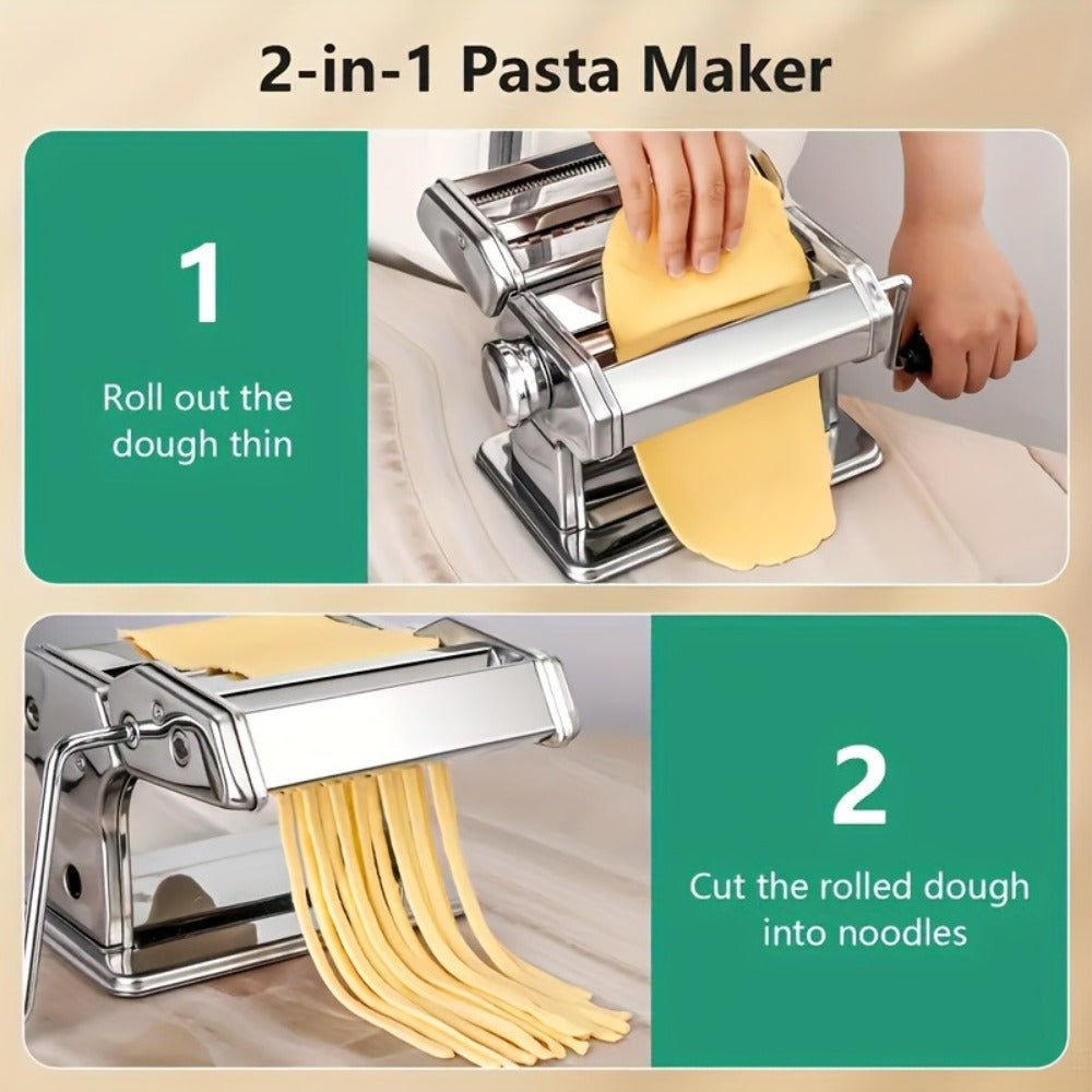 Pasta Maker Machine Manual 9 Adjustable Thickness Settings Stainless Steel Pasta & Noodle for Home Cooking, Dining and Outdoor Meals