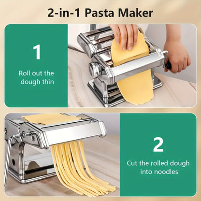 Pasta Maker Machine Manual 9 Adjustable Thickness Settings Stainless Steel Pasta & Noodle for Home Cooking, Dining and Outdoor Meals