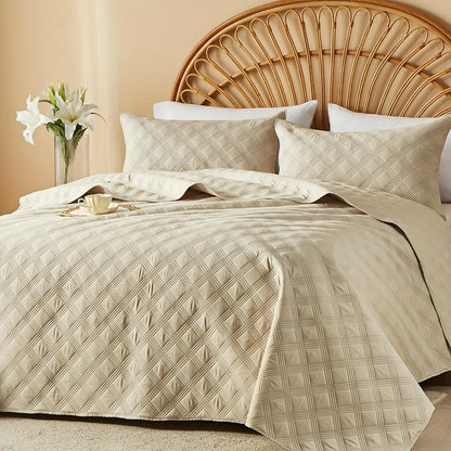 Quilt Set 2-3pcs – Lightweight Microfiber Bedspread Coin Pattern Coverlet All Seasons Twin Full Queen King Cal King