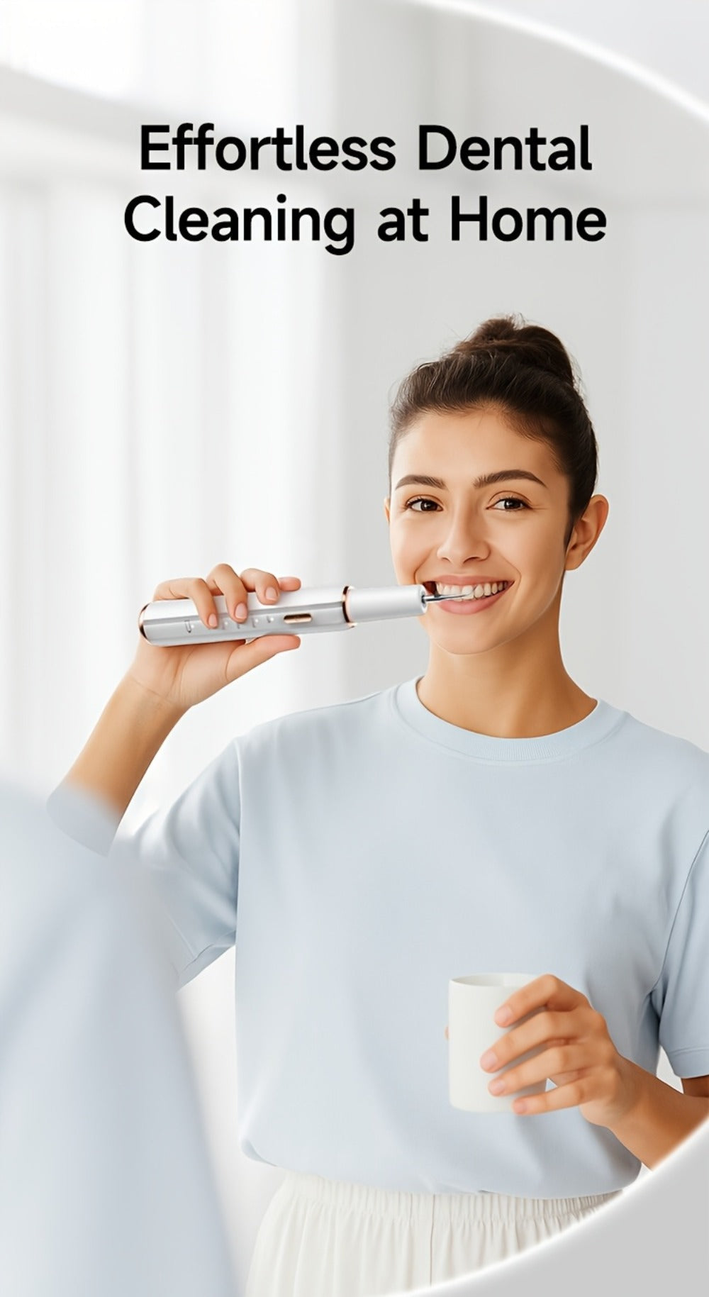 Interdental Plaque Remover with LED Light, Electric Teeth Cleaner, 5 Cleaning Modes, 2 Replacement Heads