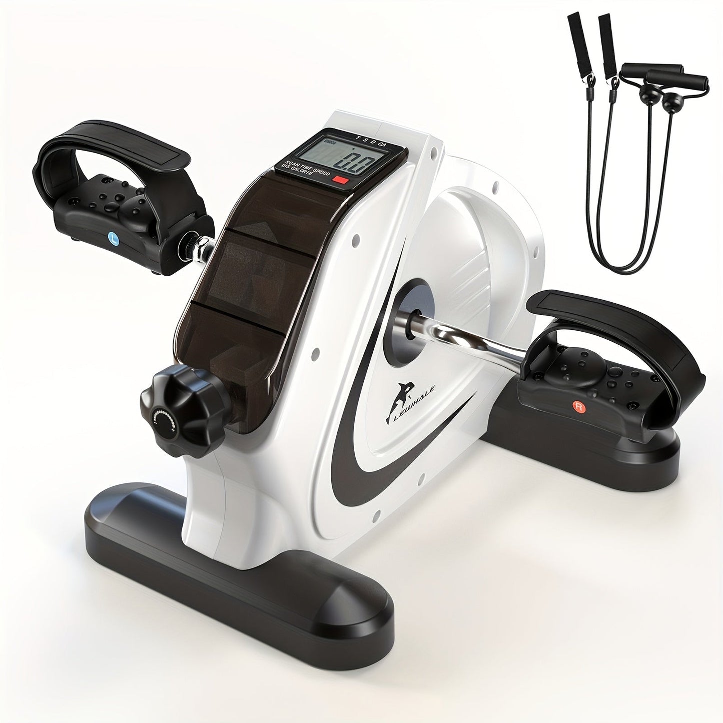 Portable Elliptical Trainer Mini Exercise Bike Under Desk Pedal Exerciser LCD Display for Entryways, Bedrooms and Living Spaces