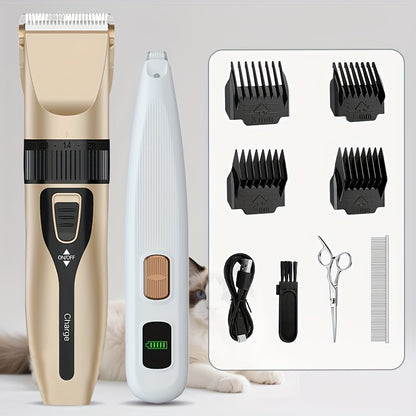 Pet Grooming Kit with Quiet Rechargeable Clippers – Cordless Electric Shaver & Complete Tool Set for Dogs and Cats