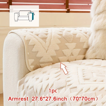 Sofa Cover, Thick Plush Couch Pad with Backing Detail in Three Colors and Seven Seat or Arm Sizes