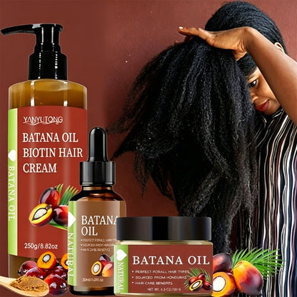 Batana Oil Set 3-Piece from Honduras - Dr. Sebi Cold Pressed Unrefined Batana Oil with Hair Mask & Essence