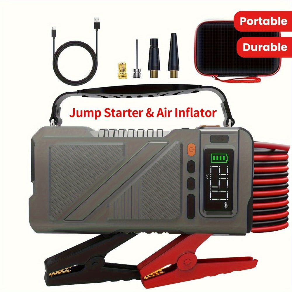 6000A/8000A Jump Starter with 150PSI Air Compressor – 7-in-1 Jump Box with Digital Tire Inflator, Portable Car Battery Charger for 12V