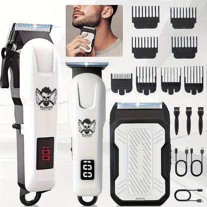 Electric Grooming Kit Hair Clipper & Razor Set USB Rechargeable with Digital Screen - 2 & 3 Piece Sets for Home Use & Salons