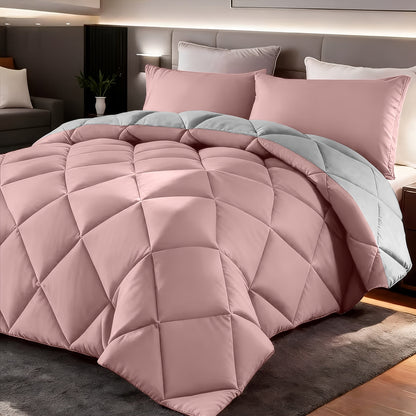 Comforter Set 2-3 Piece Rhombus Grid Luxury – Soft Lightweight Breathable Oversized Bedding Set with Pillowcases