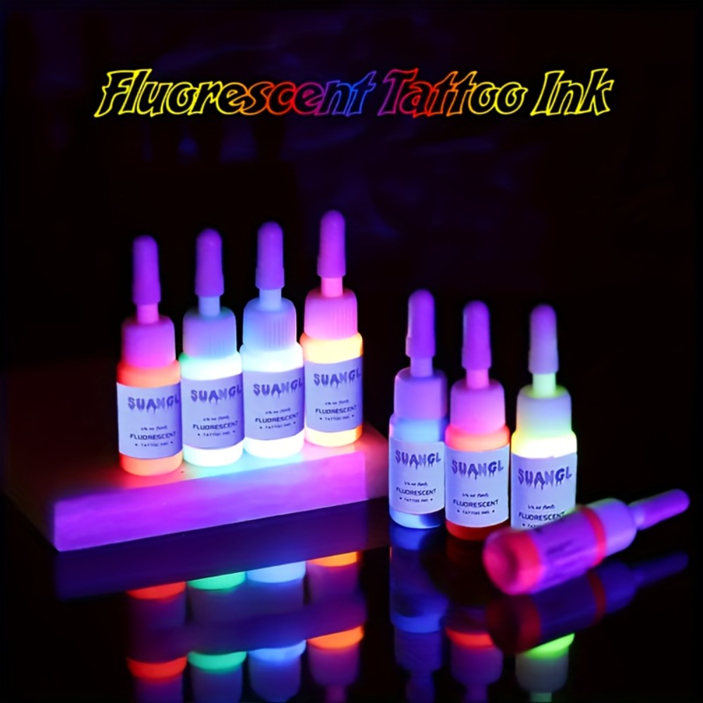 Tattoo Ink UV Fluorescent Set with 5ml Bottles in 5-, 8-, 11- or 15-Color Bottle Options with Item-Specific Color, Capacity and Bottle