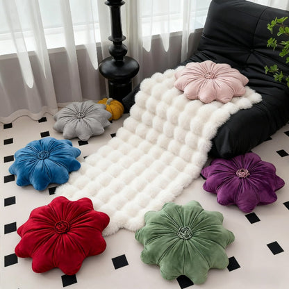 Round Flower Shaped Throw Pillow with Insert 16 Inch Soft Knit Decorative Cushion Machine Washable Zipper for Sofa Bed Car Home Decor 5