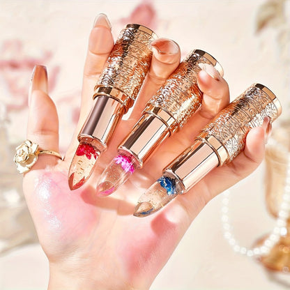 Color Changing Lip Gloss Set 3 Pcs, Temperature Magic Pink Tint Crystal Jelly Balm & Lipstick, Plant Squalane Lip Makeup