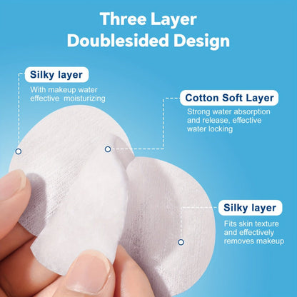Makeup Remover Pads 600 Count Soft Hypoallergenic Lint-Free Cotton Rounds 360 Locking Edge Unscented Absorbent Disposable Face Pads