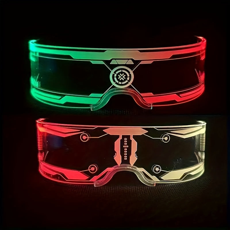 LED Visor Glasses Cyberpunk Futuristic Glow 7 Colors 5 Modes with the Listed Color, Size or Set Options for Everyday Use
