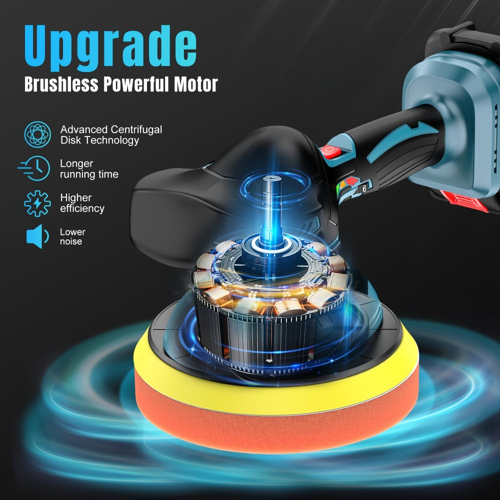 Cordless Buffer Polisher 6 Inch Dual Action Kit 2pcs 21V 2.0Ah Rechargeable Battery for Everyday Face, Beard and Body Grooming